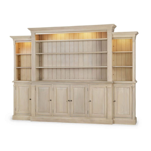 Bramble French Hens Media Cabinet with Glass Shelves on Sides with LED - supplier example in SNB