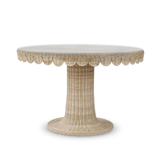 Bramble Scalloped Round Rattan Dining Table 48" with Tempered Glass - supplier example in RNAT