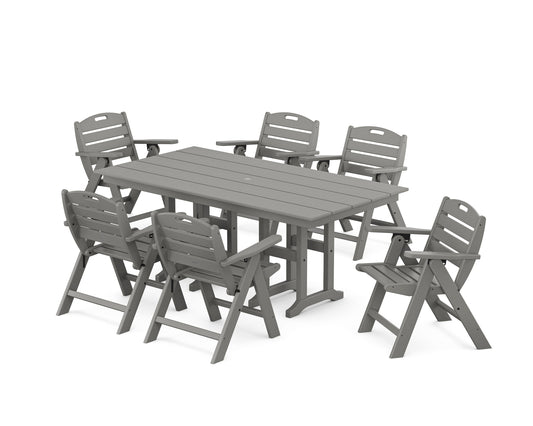 POLYWOOD Nautical Lowback 7-Piece Farmhouse Dining Set — Slate Grey