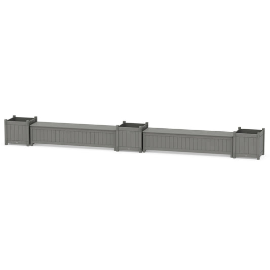 POLYWOOD 72" Vineyard Straight Double Planter Storage Bench Set- Large — Slate Grey