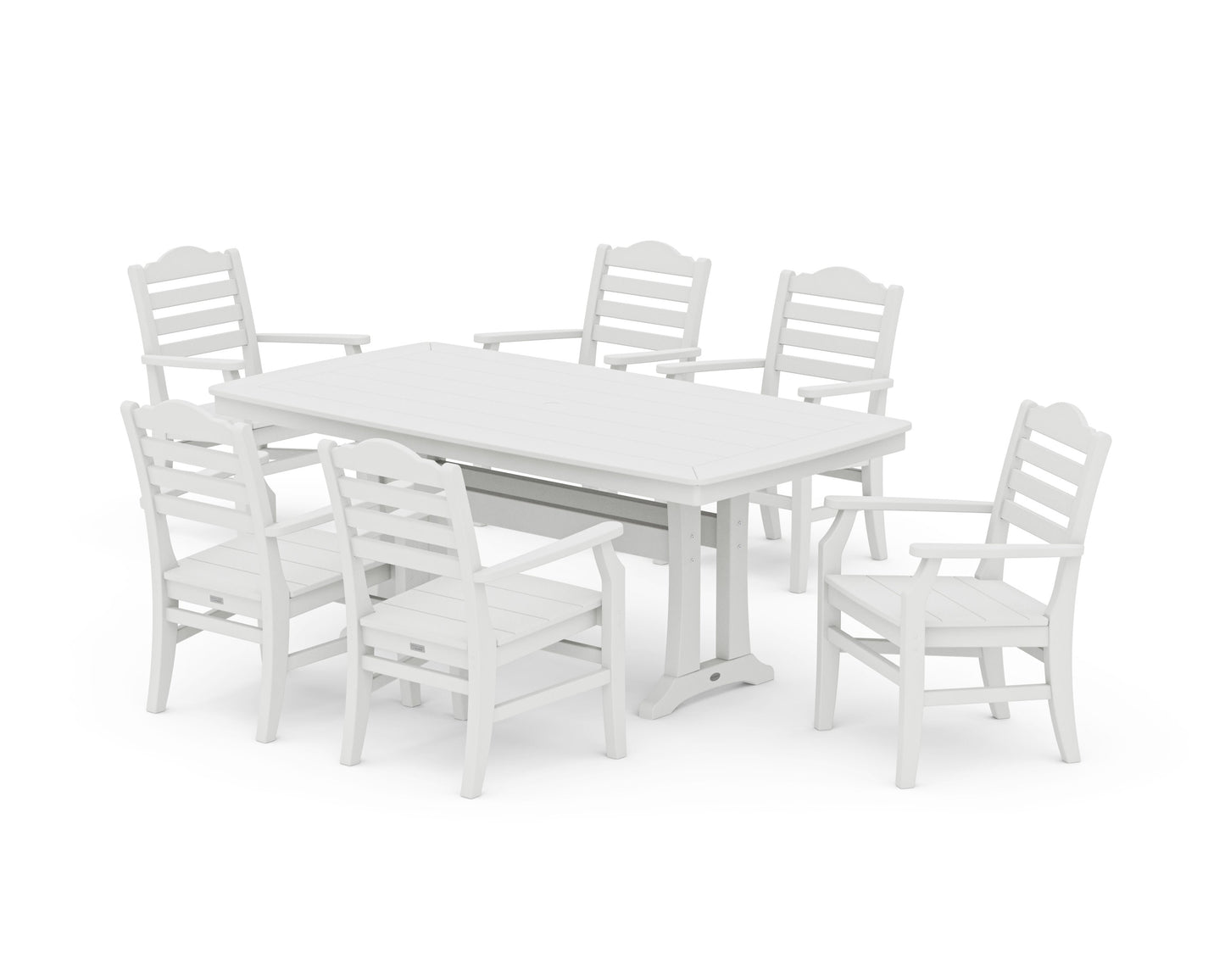POLYWOOD Savannah Arm Chair 7-Piece Dining Set with Trestle Legs — Vintage White