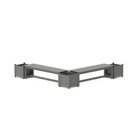 POLYWOOD 60" Country Living L- Shaped Planter Bench Corner Set — Slate Grey