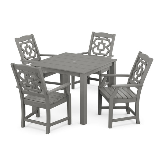 POLYWOOD Chinoiserie 5-Piece Parsons Dining Set — Slate Grey