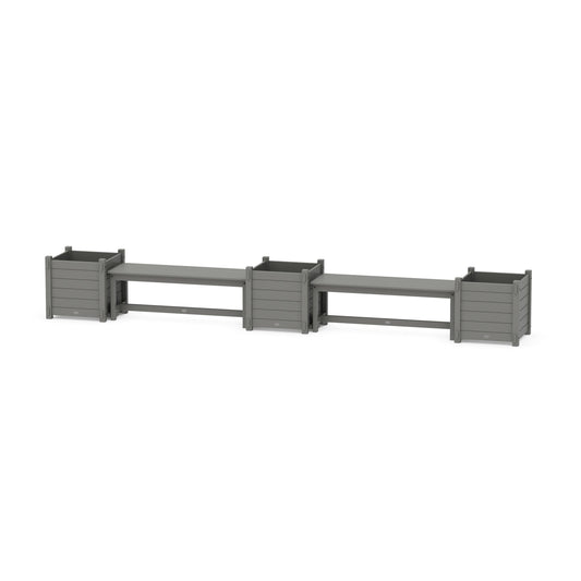 POLYWOOD 48" Nautical Straight Double Planter Bench Set - Large — Slate Grey