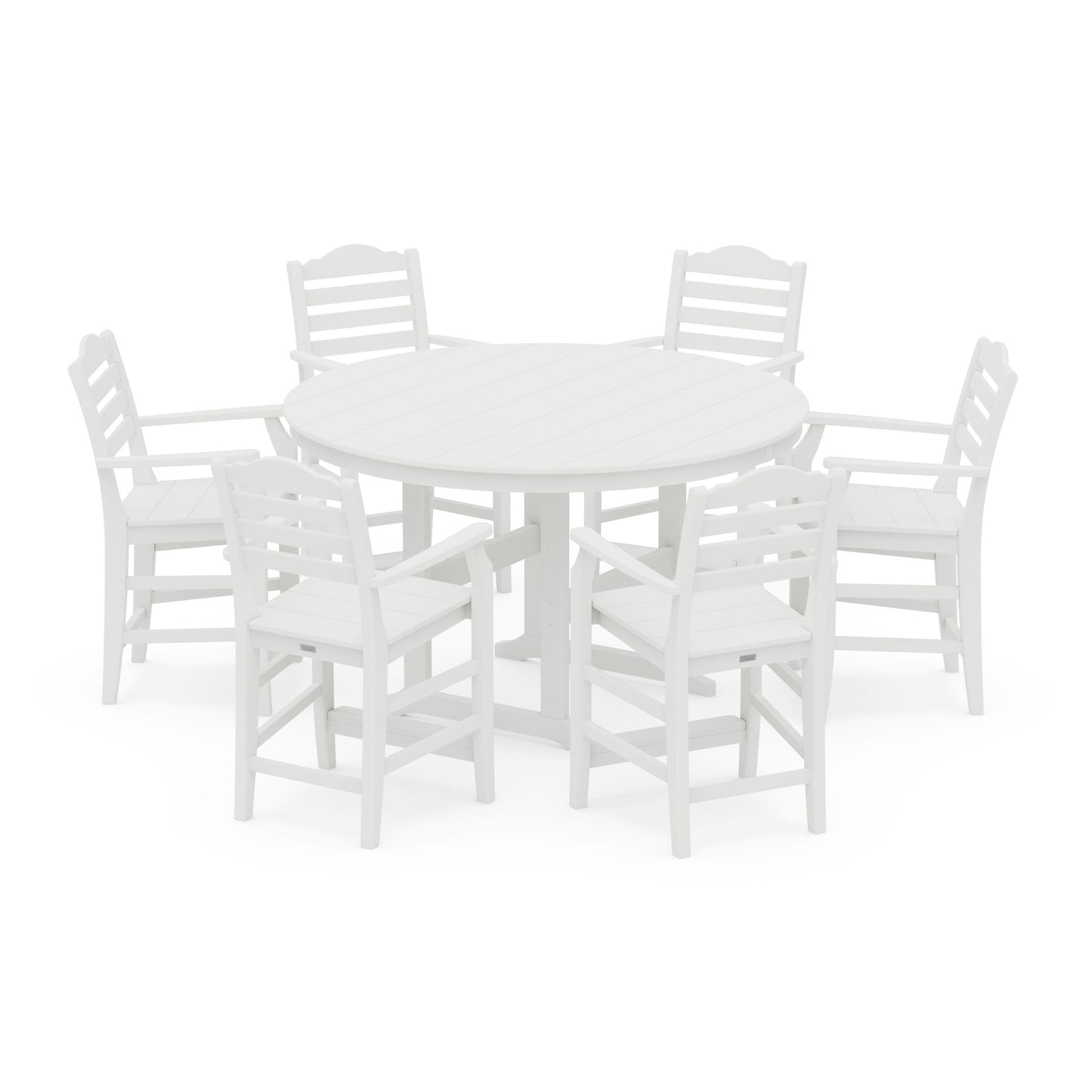 POLYWOOD Savannah 7-Piece Arm Chair Round Farmhouse Counter Set