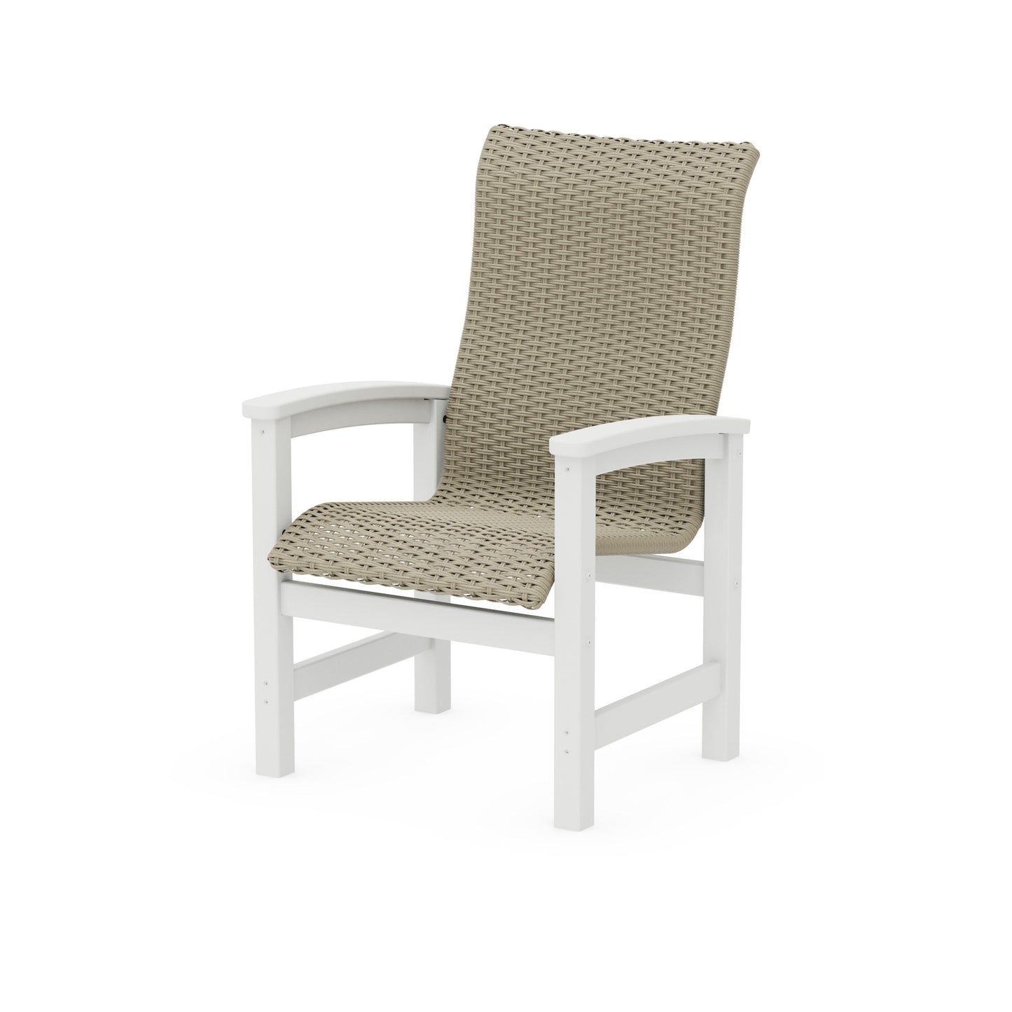 POLYWOOD Coastal Woven High-Back Dining Chair — White / Dune Grass