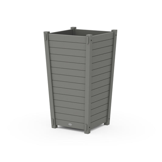 POLYWOOD Nautical Large Tapered Square Tall Planter Box — Slate Grey