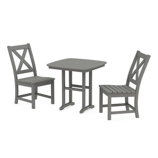 POLYWOOD Braxton Side Chair 3-Piece Dining Set — Slate Grey