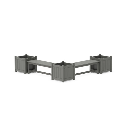 POLYWOOD 48" Vineyard L- Shaped Planter Bench Corner Set - Large — Slate Grey