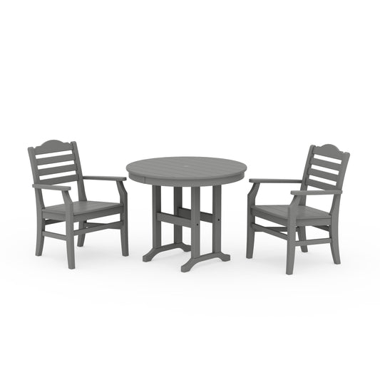 POLYWOOD Savannah 3-Piece Farmhouse Dining Set — Slate Grey