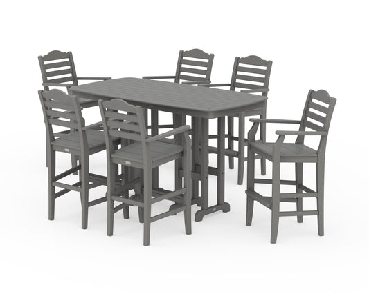 POLYWOOD Savannah Arm Chair 7-Piece Bar Set — Slate Grey