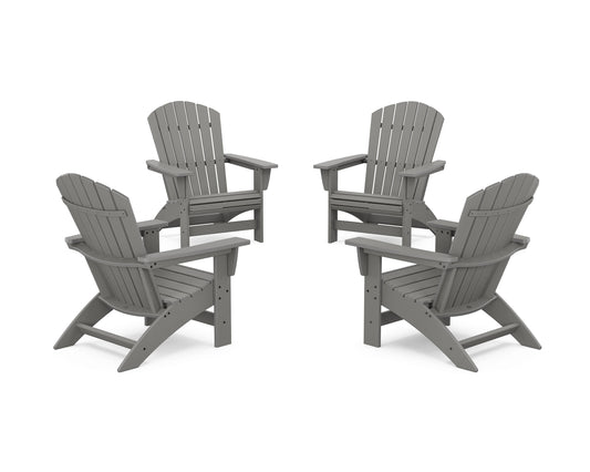 POLYWOOD 4-Piece Nautical Grand Adirondack Chair Conversation Set — Slate Grey