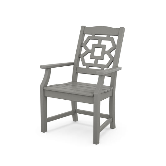 POLYWOOD Chinoiserie Dining Arm Chair — Slate Grey