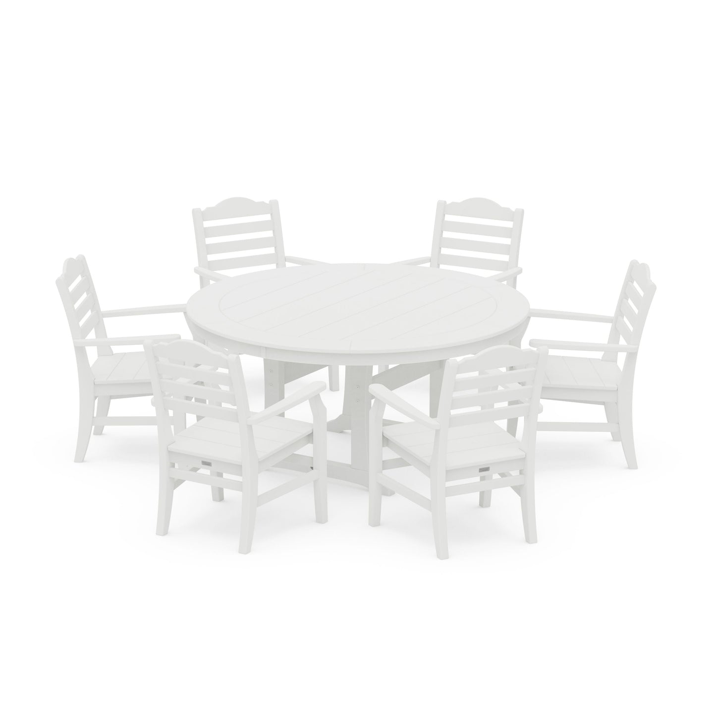 POLYWOOD Savannah 7-Piece Arm Chair Round Dining Set — White
