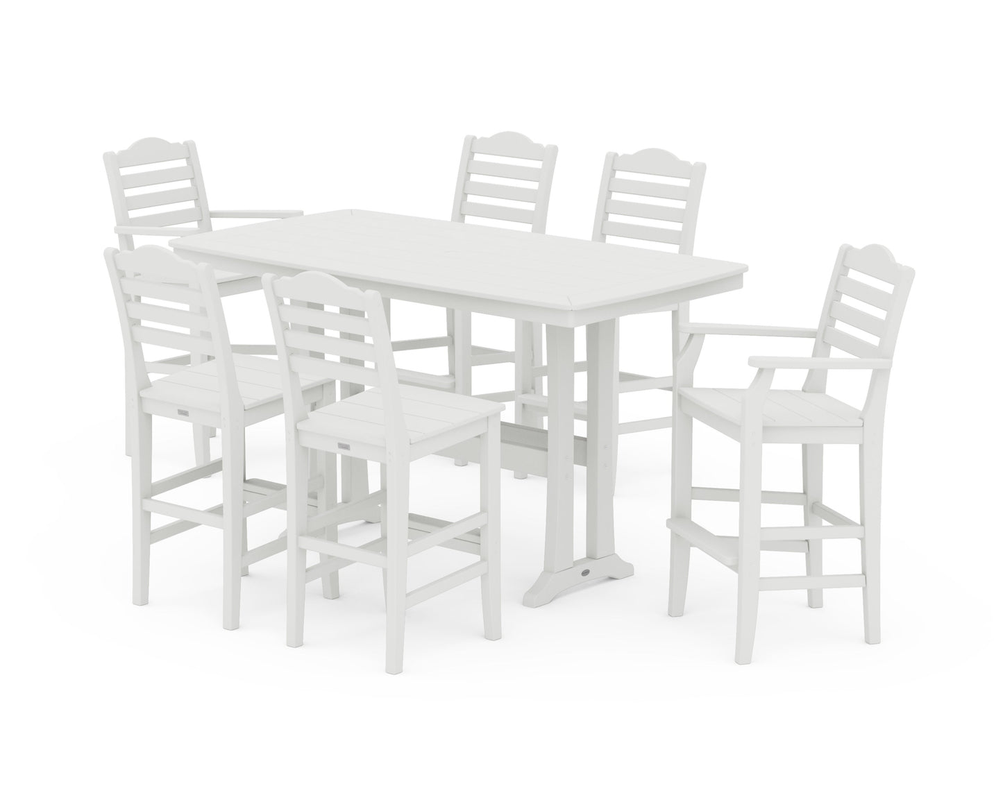 POLYWOOD Savannah 7-Piece Bar Set with Trestle Legs — Vintage White
