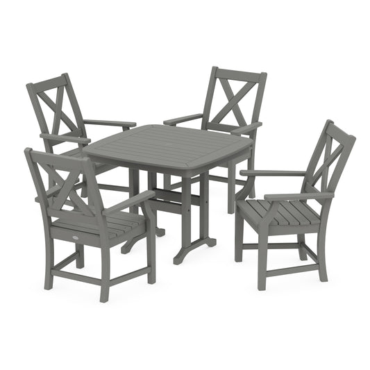 POLYWOOD Braxton 5-Piece Dining Set — Slate Grey