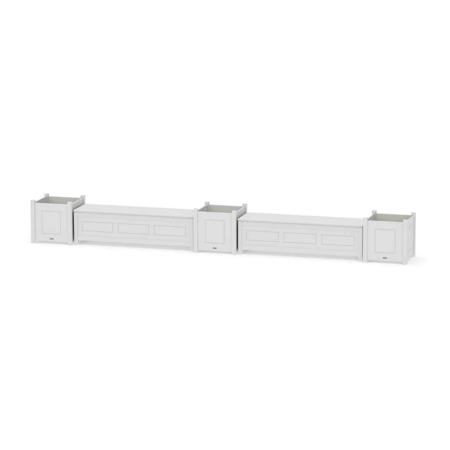 POLYWOOD 60" Country Living Straight Double Planter Storage Bench Set- Large — Vintage White