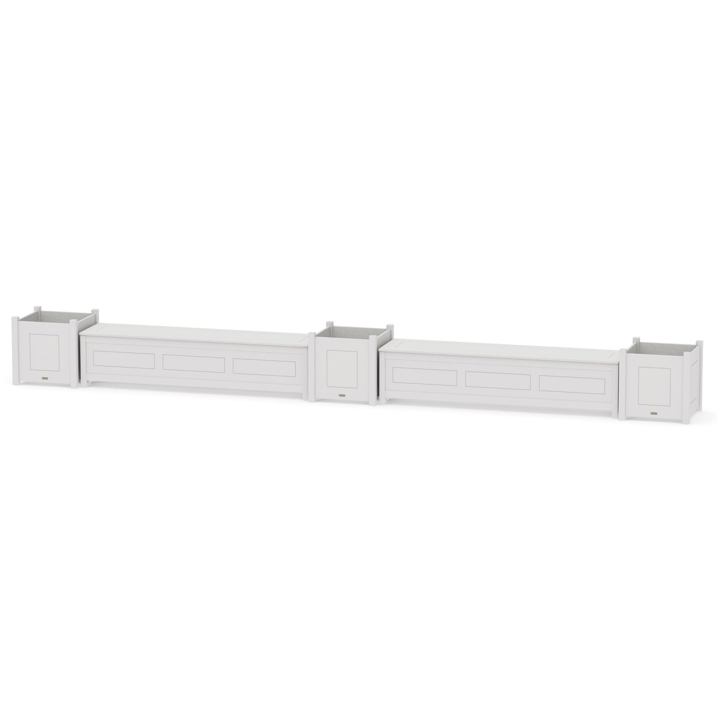 POLYWOOD 72" Country Living Straight Double Planter Storage Bench Set- Large — Vintage White