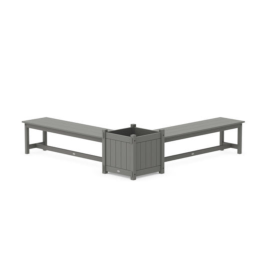 POLYWOOD 60" Vineyard L- Shaped Planter Bench Set- Large — Slate Grey