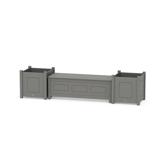 POLYWOOD 48" Country Living Straight Planter Storage Bench Set- Large — Slate Grey