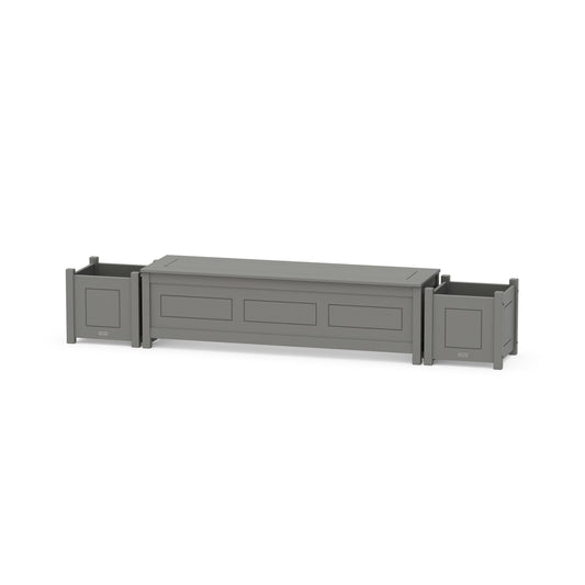 POLYWOOD 60" Country Living Straight Planter Storage Bench Set — Slate Grey