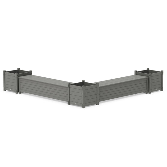 POLYWOOD 72" Nautical L- Shaped Planter Storage Bench Corner Set- Large — Slate Grey