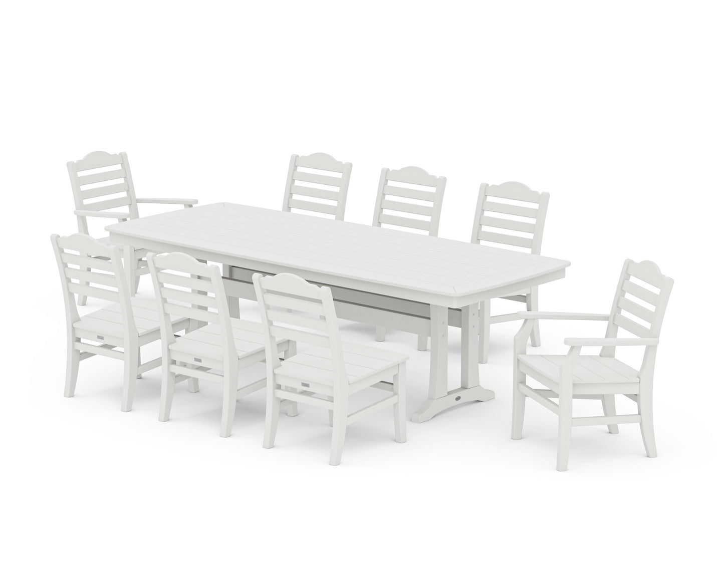 POLYWOOD Savannah 9-Piece Dining Set with Trestle Legs — Vintage White