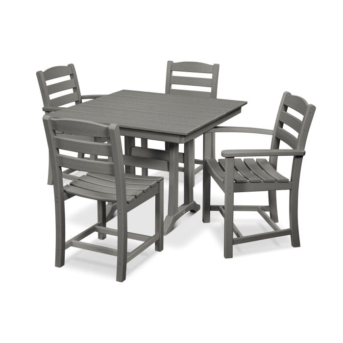 POLYWOOD La Casa Café 5-Piece Farmhouse Dining Set with Trestle Legs/2 Side Chairs + 2 Arm Chairs + Square Dining Table FREE SHIPPING