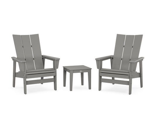POLYWOOD 3-Piece Modern Grand Upright Adirondack Set — Slate Grey