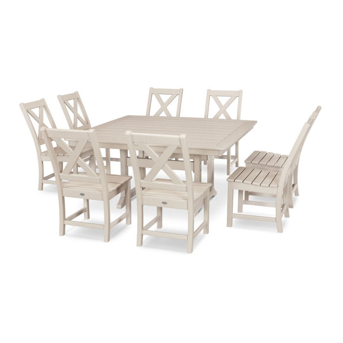 POLYWOOD Braxton 9-Piece Nautical Trestle Dining Set FREE SHIPPING