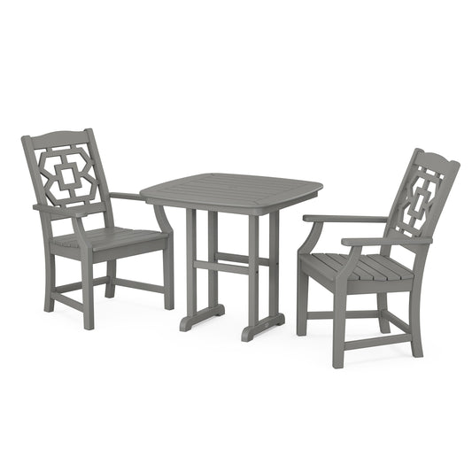 POLYWOOD Chinoiserie 3-Piece Dining Set — Slate Grey