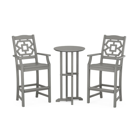 POLYWOOD Chinoiserie 3-Piece Farmhouse Bar Set — Slate Grey