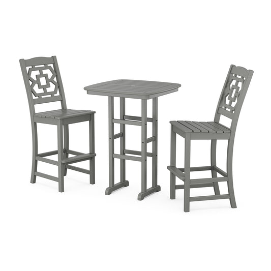 POLYWOOD Chinoiserie 3-Piece Bar Set — Slate Grey
