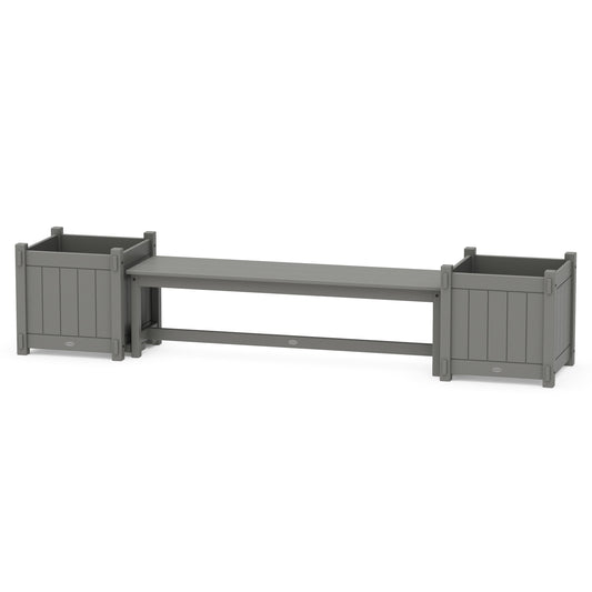 POLYWOOD 60" Vineyard Straight Planter Bench Set - Large — Slate Grey