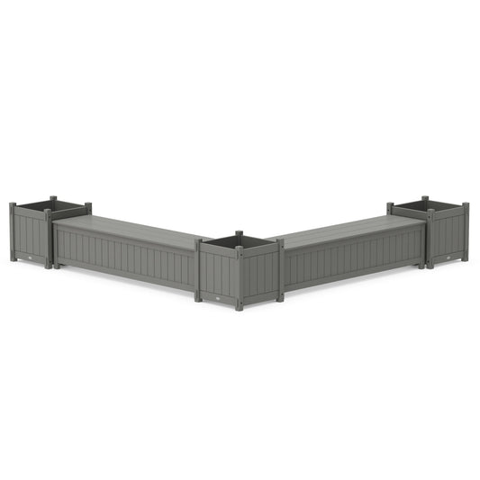 POLYWOOD 72" Vineyard L- Shaped Planter Storage Bench Corner Set- Large — Slate Grey