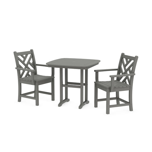 POLYWOOD Chippendale 3-Piece Dining Set — Slate Grey