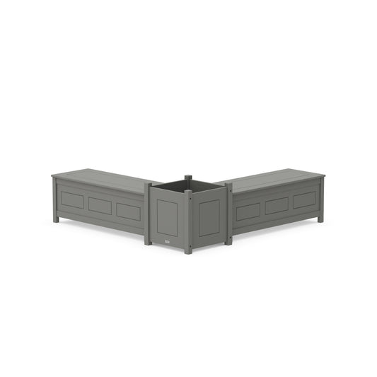 POLYWOOD 48" Country Living L- Shaped Planter Storage Bench Set- Large — Slate Grey