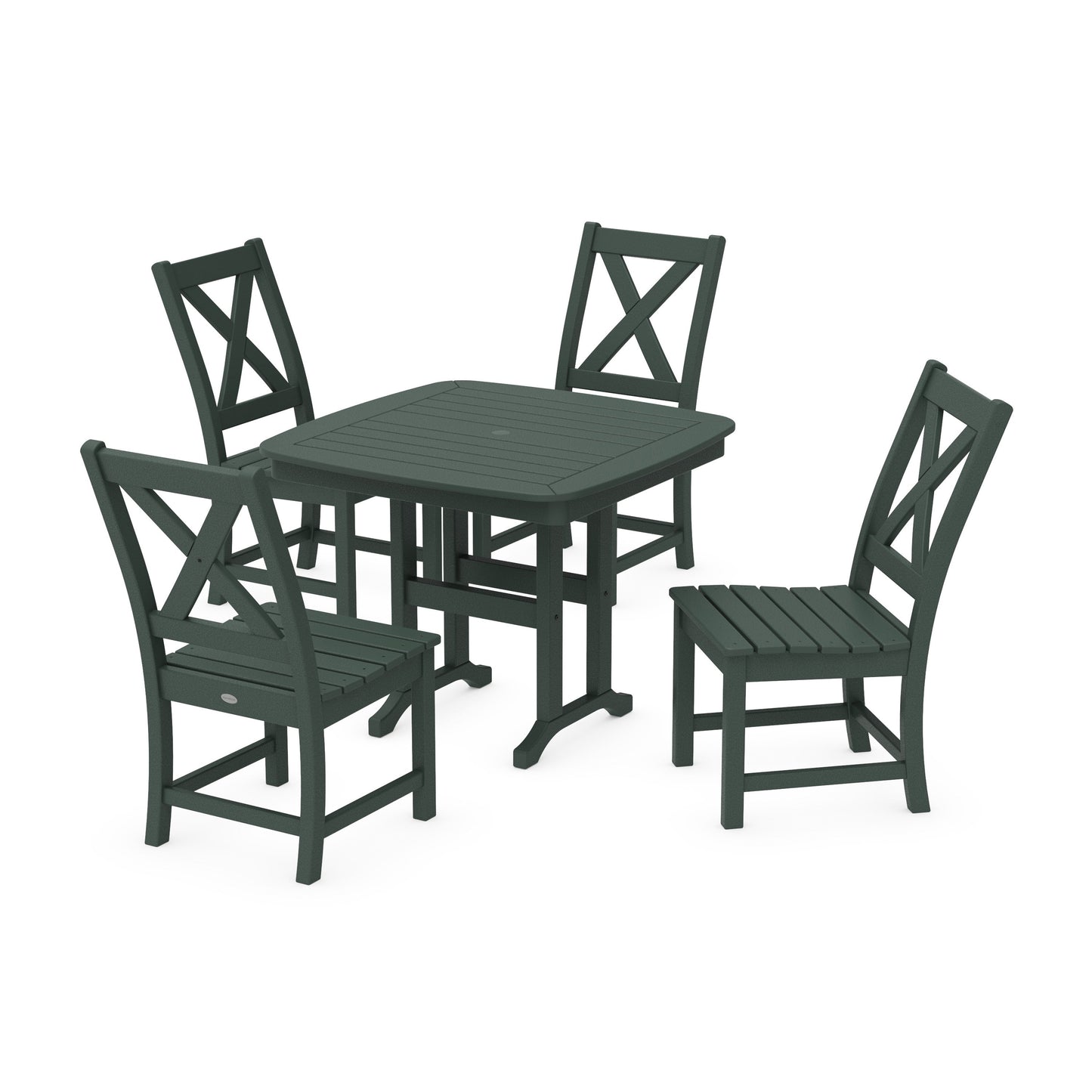POLYWOOD Braxton Side Chair 5-Piece Dining Set — Green