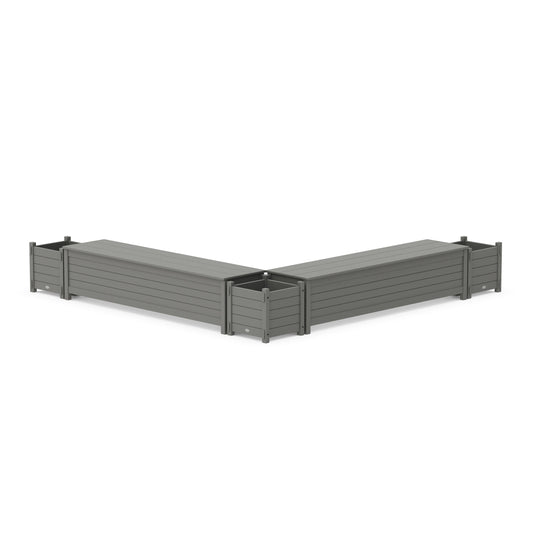 POLYWOOD 72" Nautical L- Shaped Planter Storage Bench Corner Set — Slate Grey