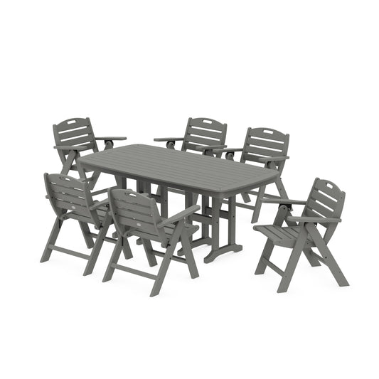 POLYWOOD Nautical Lowback 7-Piece Dining Set — Slate Grey