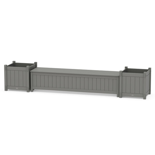 POLYWOOD 72" Vineyard Straight Planter Storage Bench Set- Large — Slate Grey