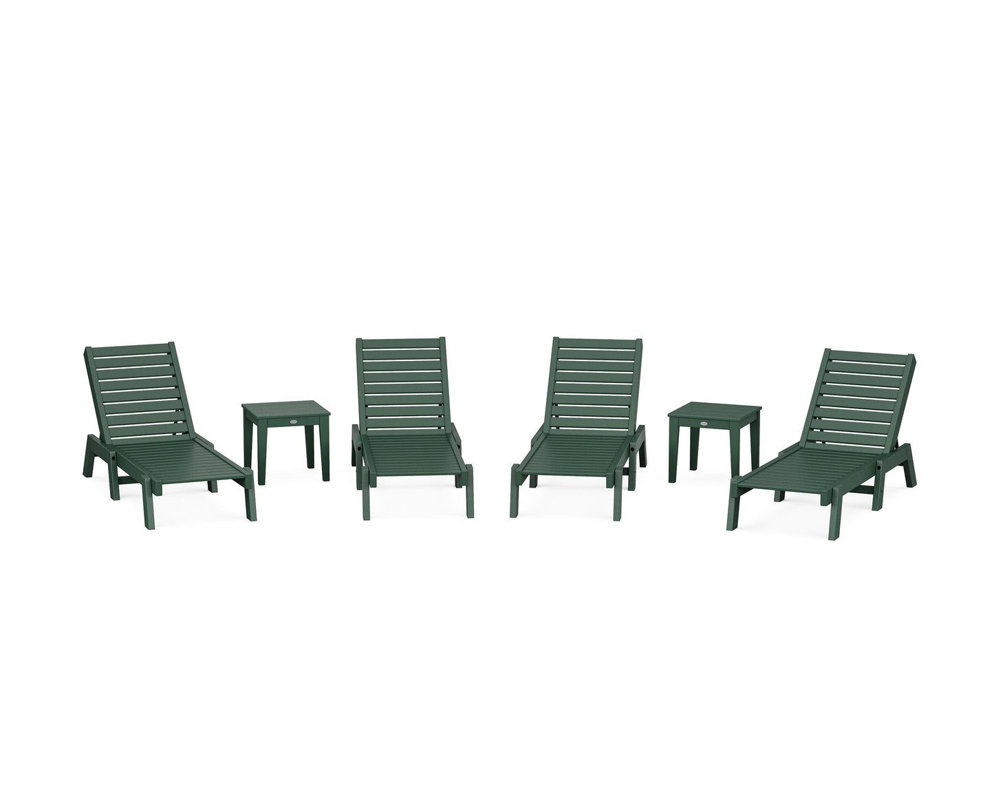 POLYWOOD Captain Chaise 6-Piece Set — Green