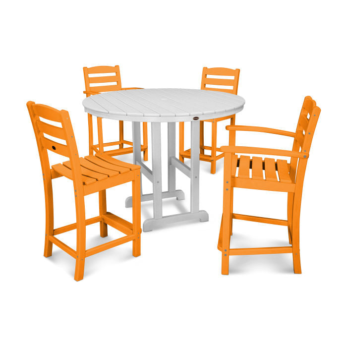 POLYWOOD La Casa Café 5-Piece Round Farmhouse Counter Dining Set/2 Counter Side Chairs + 2 Counter Arm Chairs + Round Counter Table FREE SHIPPING