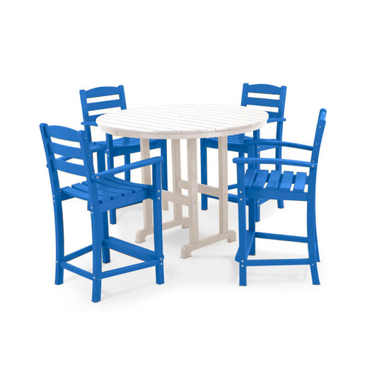 POLYWOOD - La Casa Café 5-Piece Round Farmhouse Counter Set - FREE SHIPPING