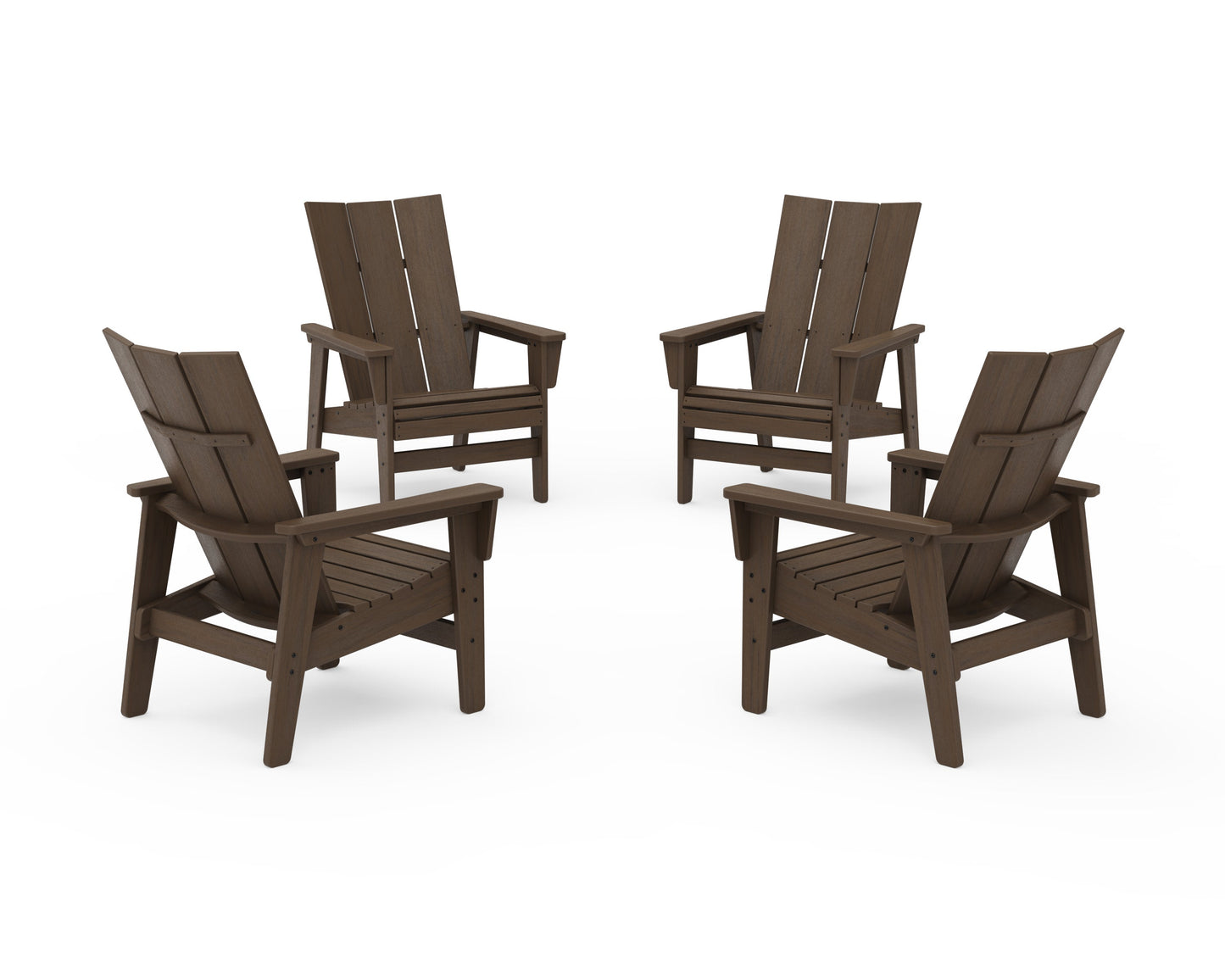 POLYWOOD 4-Piece Modern Grand Upright Adirondack Chair Conversation Set — Kona