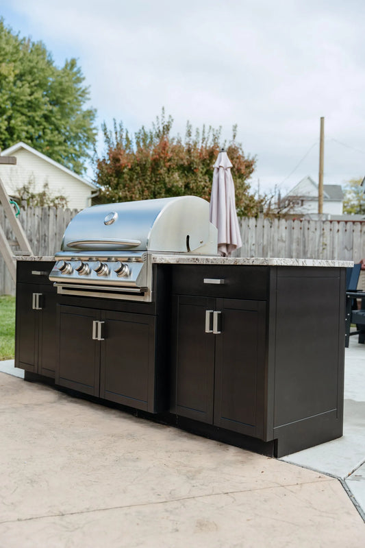 OPEN AIR OUTDOOR KITCHENS - STRAIGHT RUN (2 PREP AREAS & BURNER)