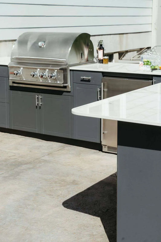 OPEN AIR OUTDOOR KITCHENS - STRAIGHT RUN (2 PREP AREAS & 24” REFRIGERATOR)