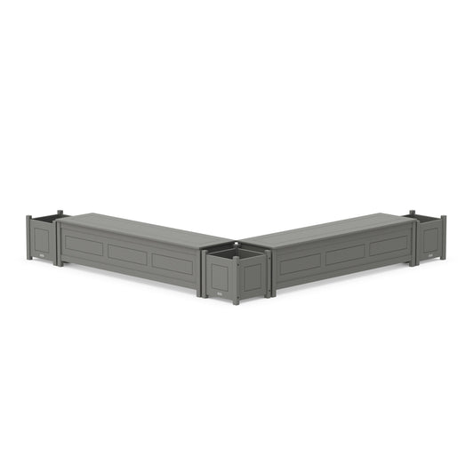 POLYWOOD 72" Country Living L- Shaped Planter Storage Bench Corner Set — Slate Grey