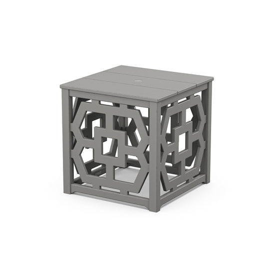 POLYWOOD Chinoiserie Umbrella Stand Accent Table — Slate Grey