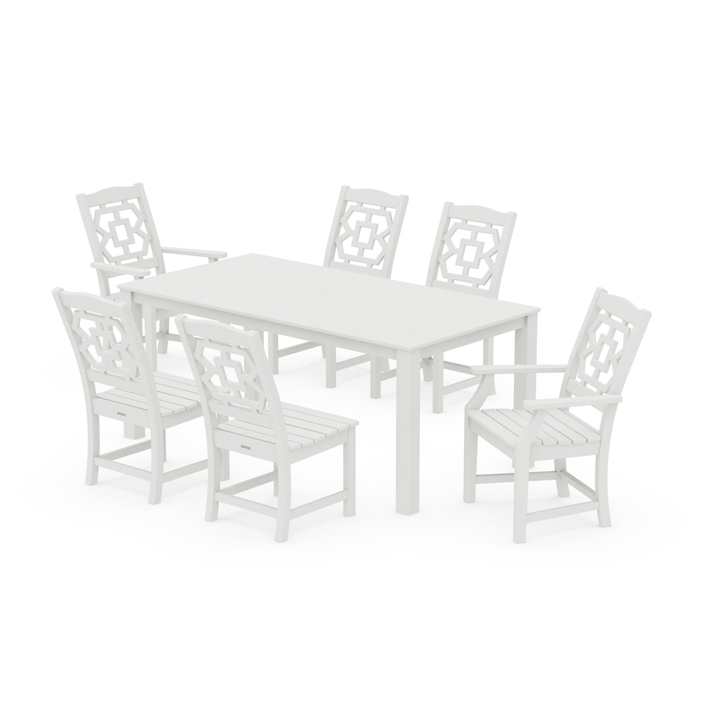 POLYWOOD Chinoiserie 7-Piece Parsons Dining Set — Vintage White